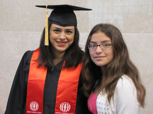 Graduating student with family